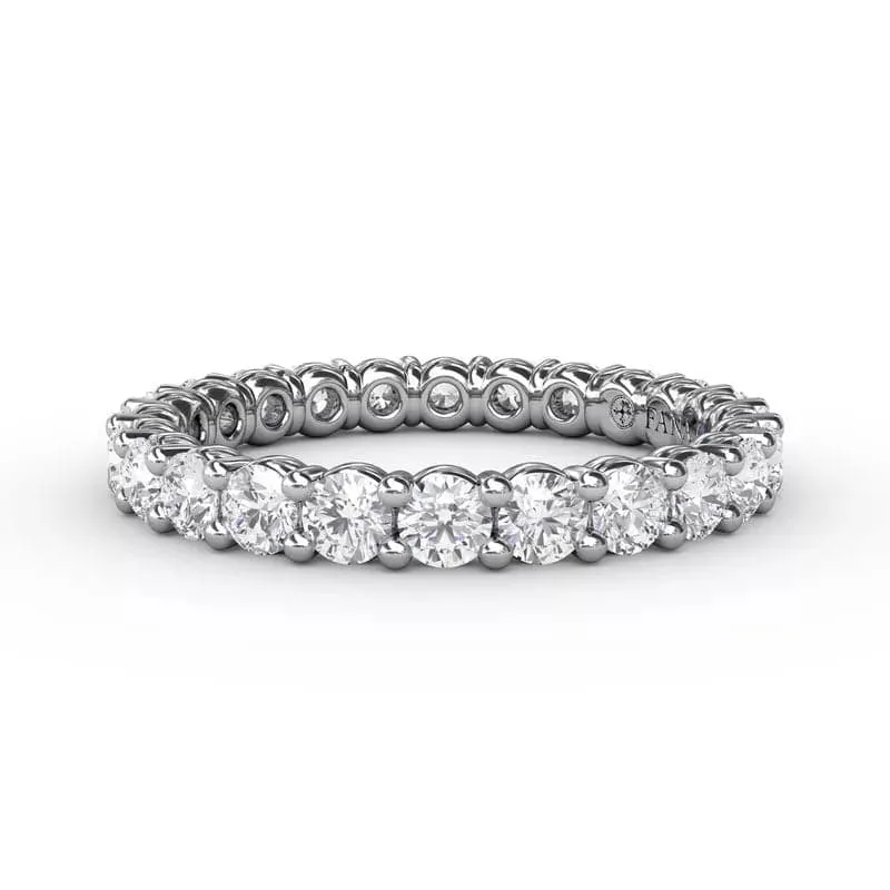 14K WHITE GOLD BEAD-SET ETERNITY BAND, 1.42CTW