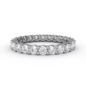 14K WHITE GOLD BEAD-SET ETERNITY BAND, 1.42CTW