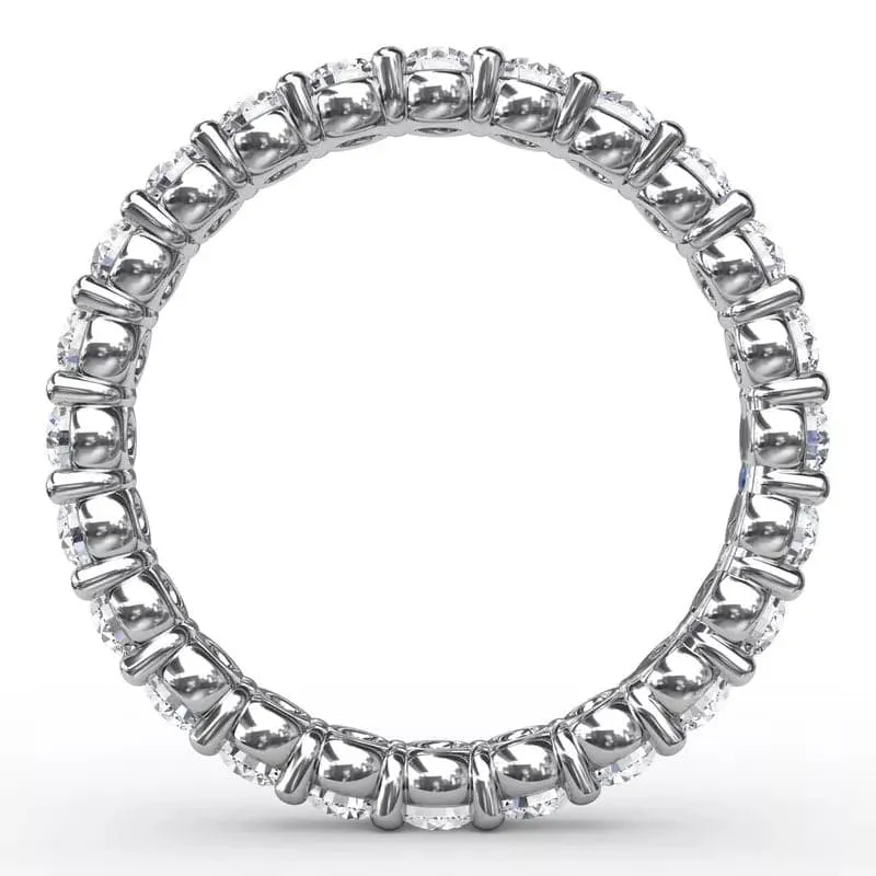 14K WHITE GOLD BEAD-SET ETERNITY BAND, 1.42CTW