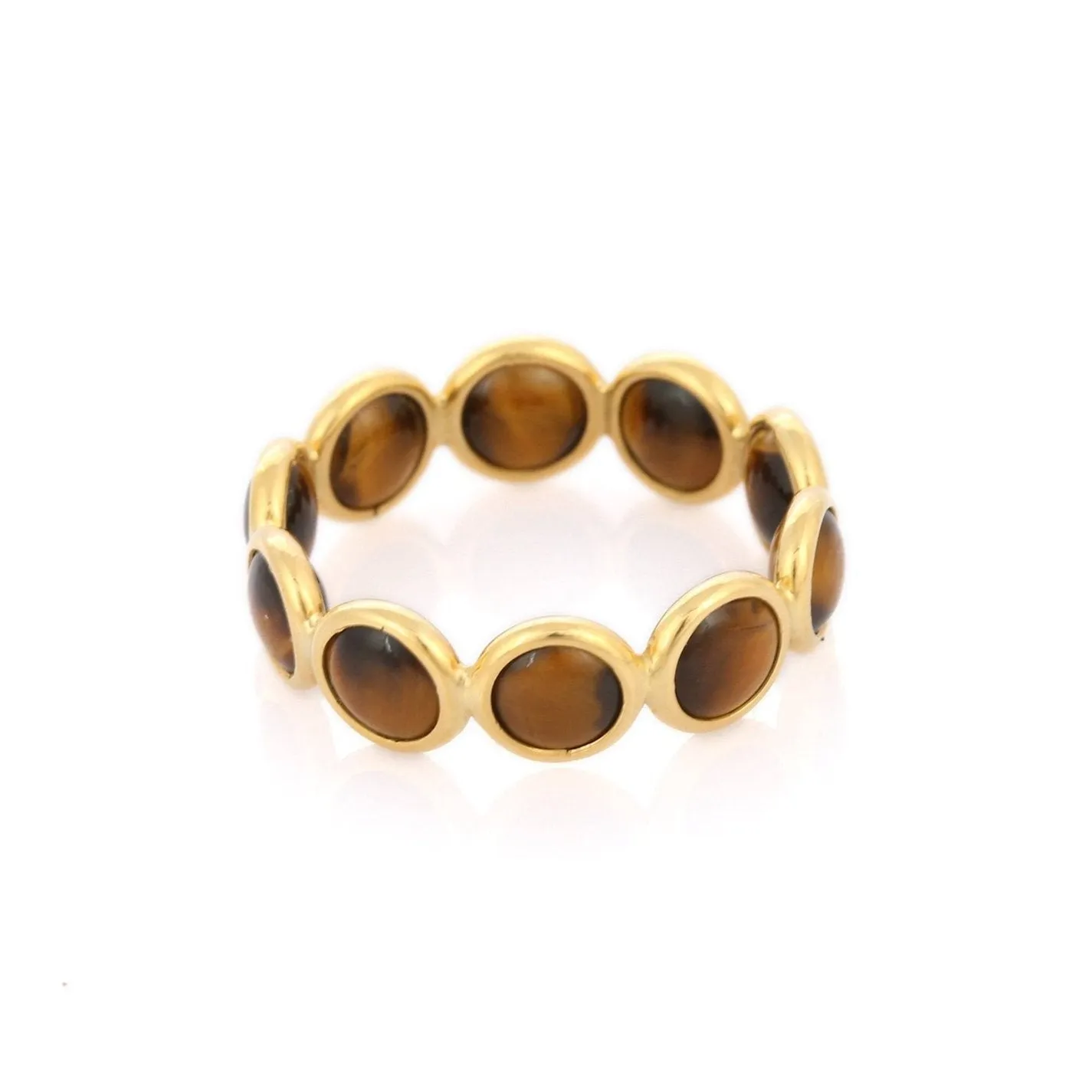 18K Gold Tigers Eye Eternity Band