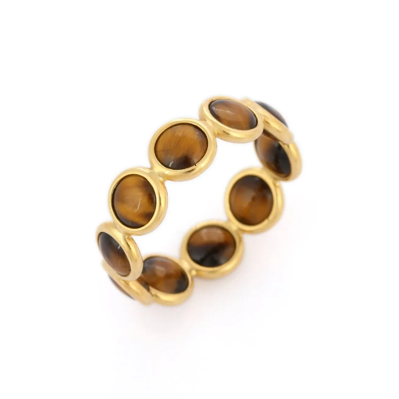 18K Gold Tigers Eye Eternity Band