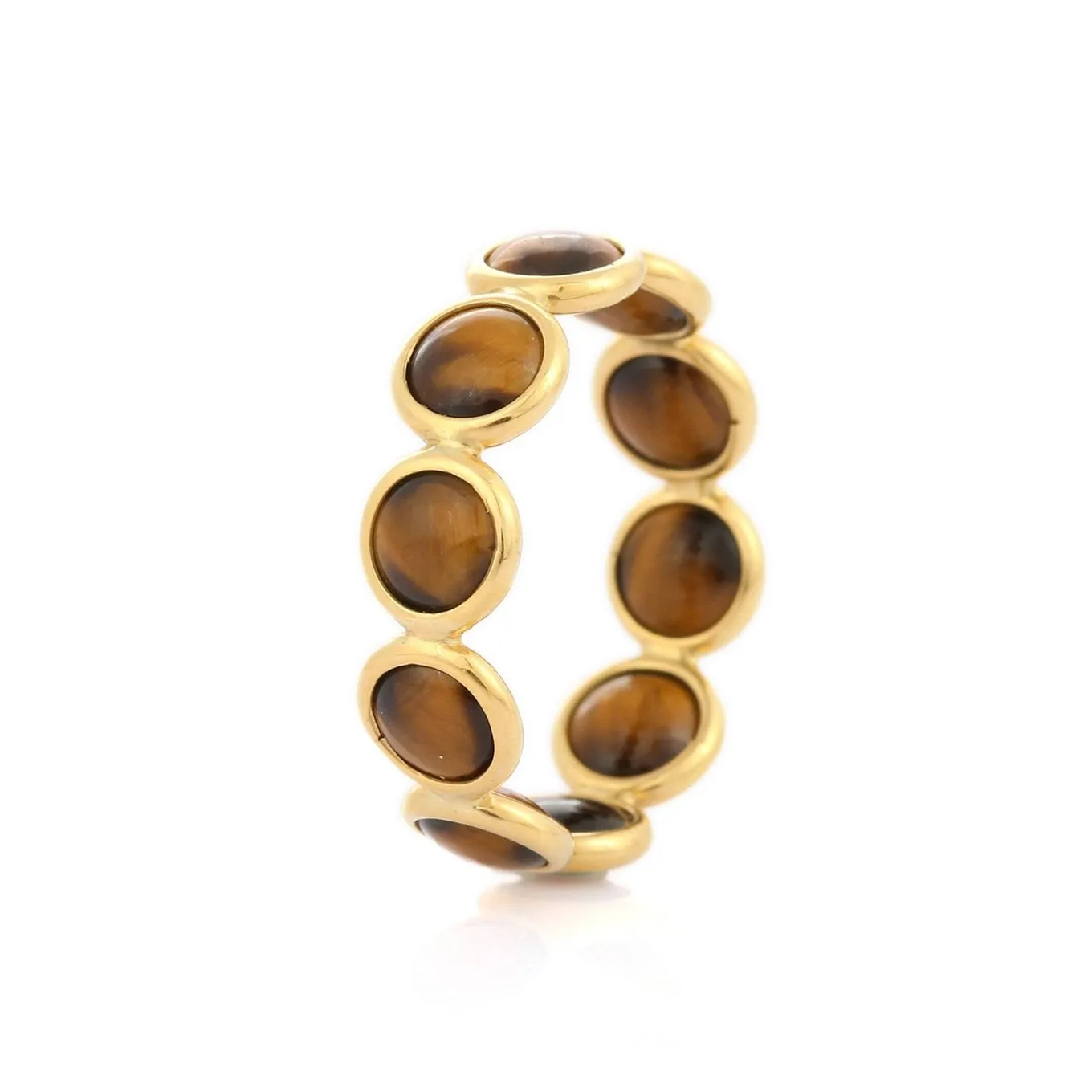 18K Gold Tigers Eye Eternity Band