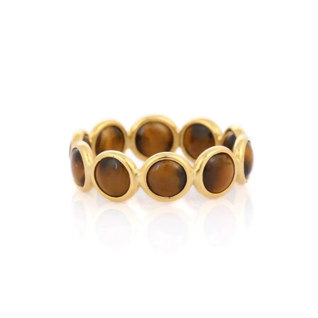 18K Gold Tigers Eye Eternity Band