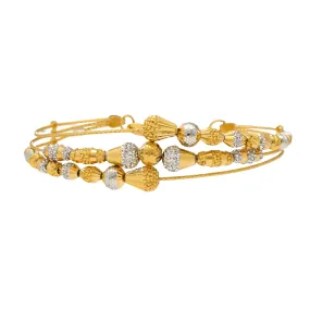 22K Multi-Tone Gold Double Layer Beaded Bangle (15.5gm)