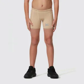 2XU - Core Boys 1/2 Compression Shorts - Beige/Beige