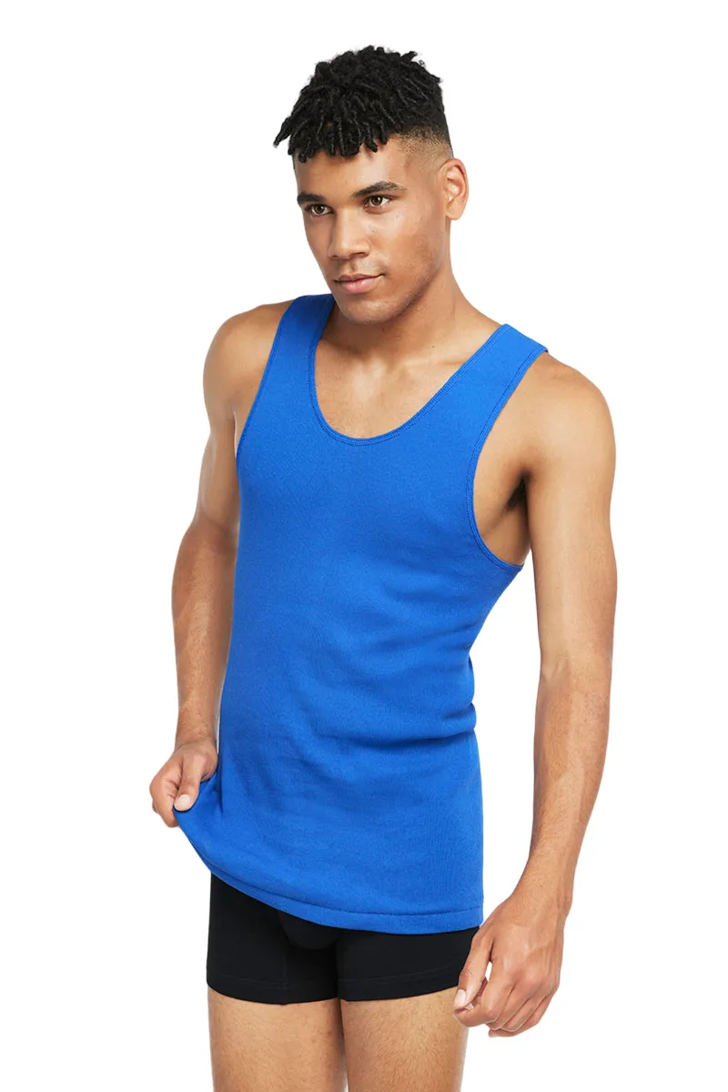 3 x Bonds X-Temp Blue Mens Chesty Cotton Plain Singlet Vest Tank Top