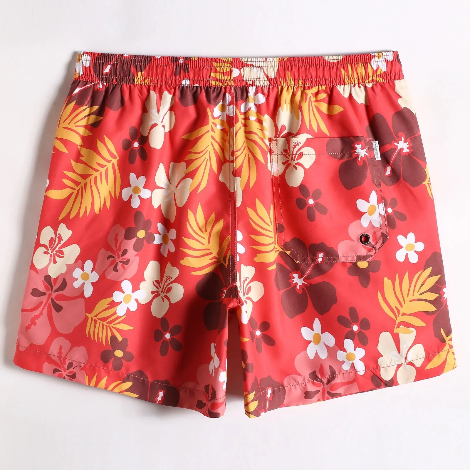 5.5 Inch Inseam Red Sakura Swim Trunks