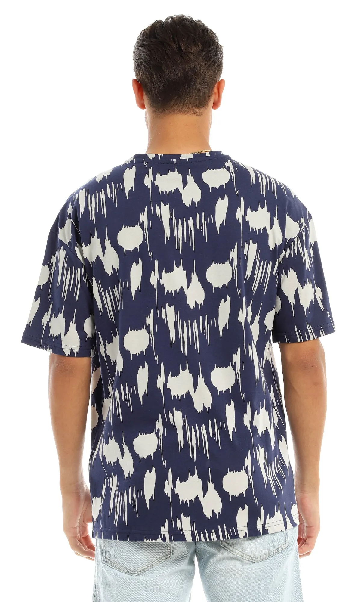 97356 Speeder Printed & Patterned Navy Blue T-Shirt