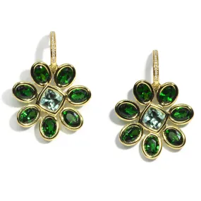 A & Furst - Fiori - Drop Earrings with Chrome Green Tourmaline, Mint Tourmaline and Diamonds, 18k Yellow Gold