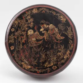 A Japanese Lacquered Drum-Shaped Box