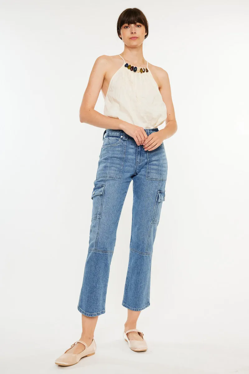 Aaliyah High Rise Slim Straight Leg Cargo Jeans