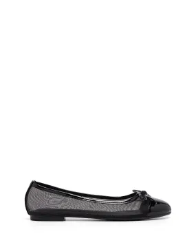 Ally Mesh Ballet Flat Black Patent