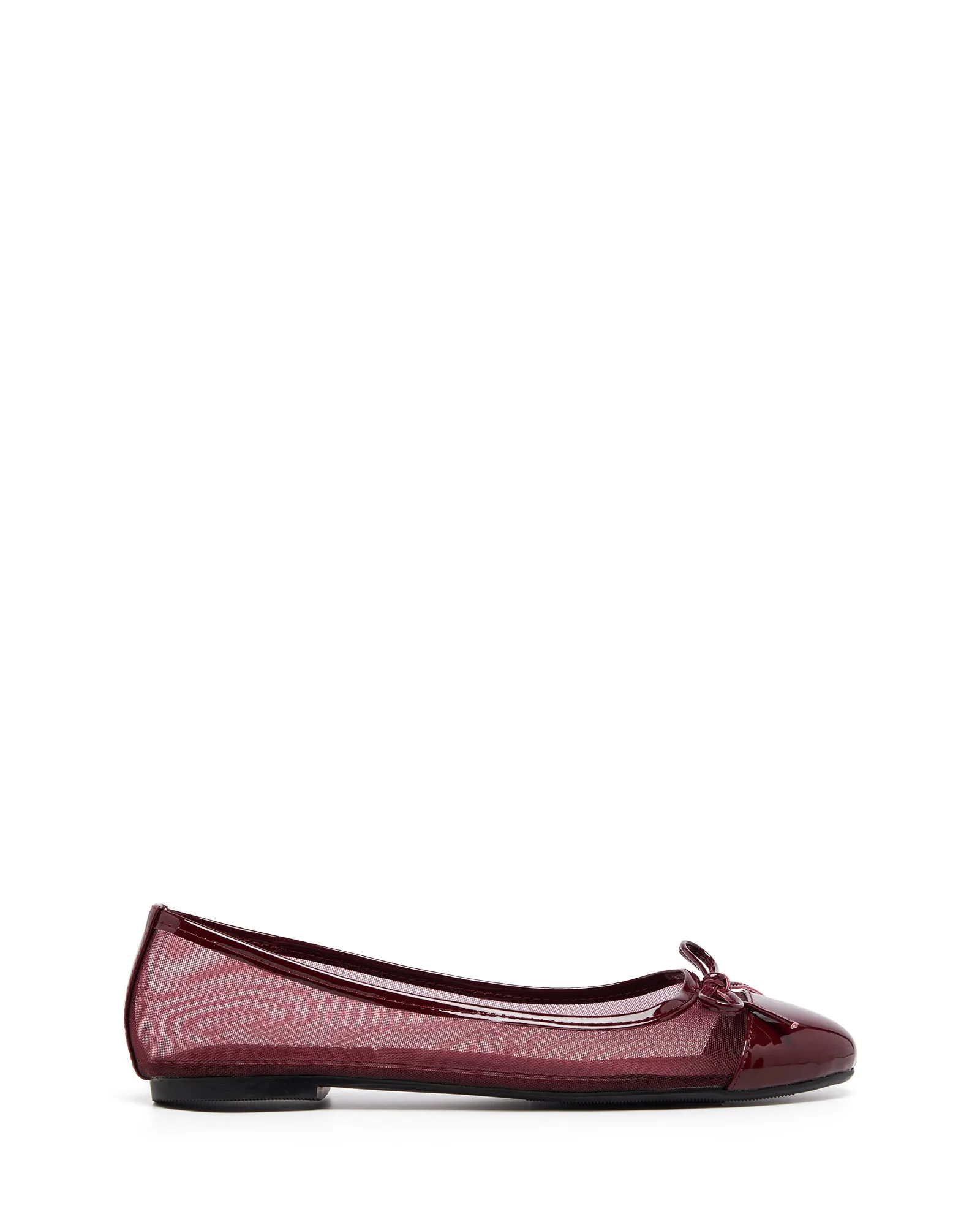 Ally Mesh Ballet Flat Cherry Patent