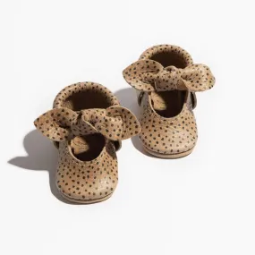 Almond Speckles Knotted Bow Baby Shoe