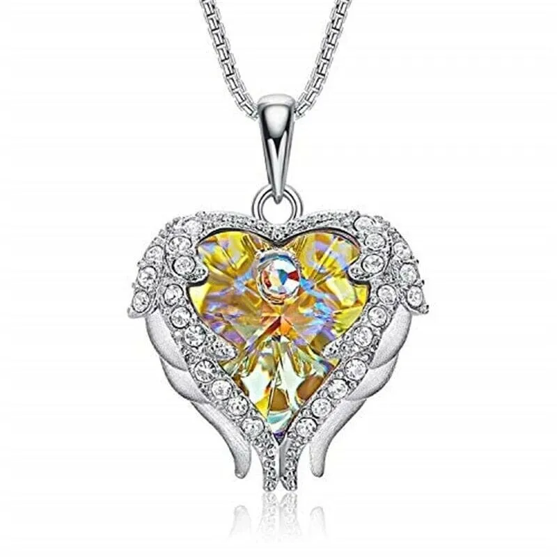 Angel Wings Heart Swarovski Crystal Pendant