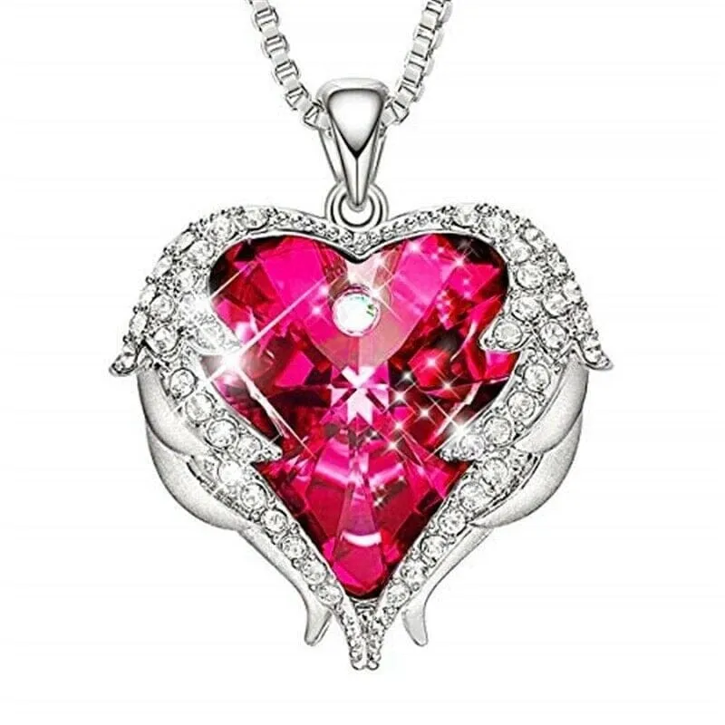 Angel Wings Heart Swarovski Crystal Pendant