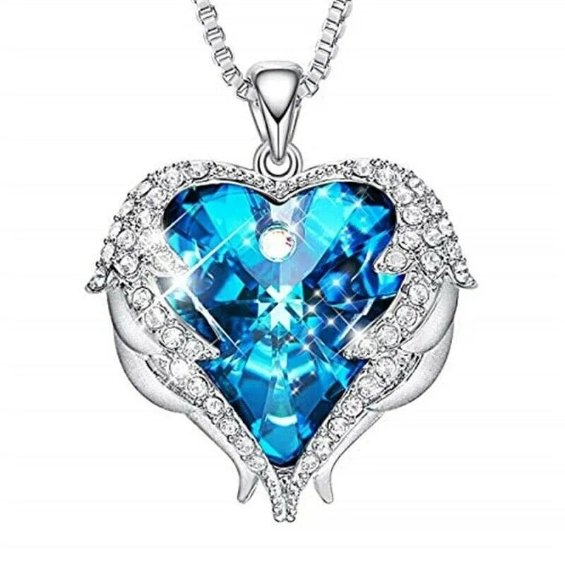 Angel Wings Heart Swarovski Crystal Pendant