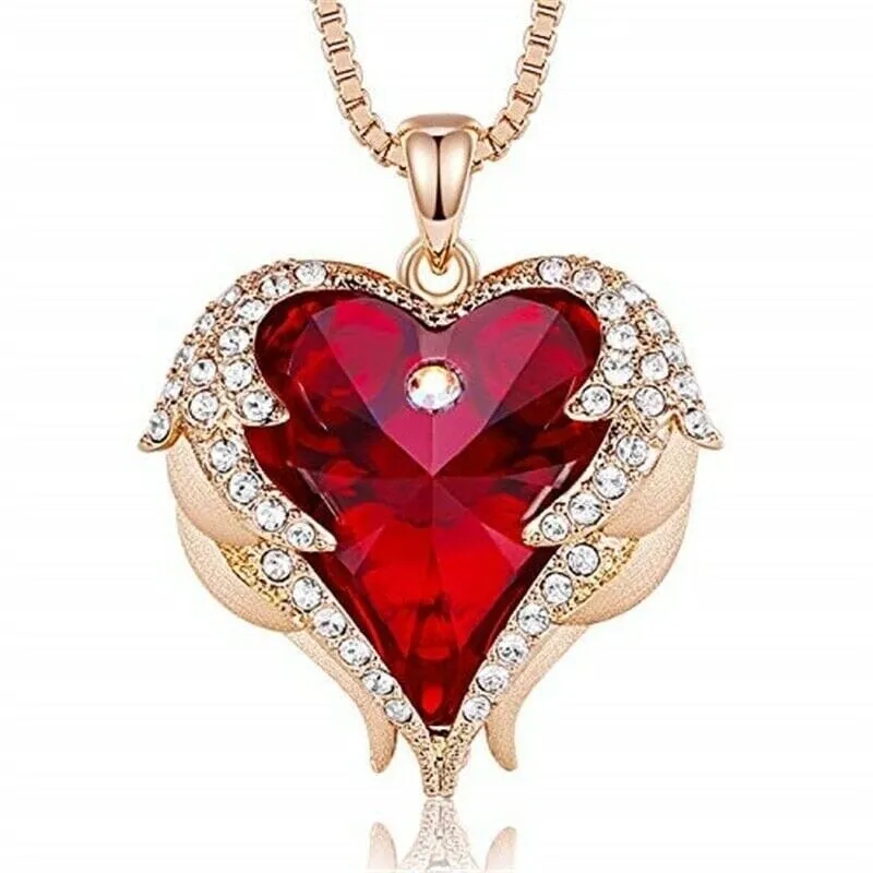 Angel Wings Heart Swarovski Crystal Pendant