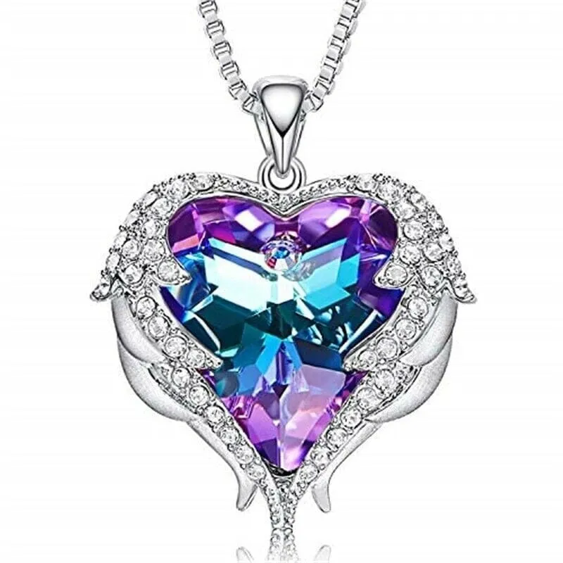 Angel Wings Heart Swarovski Crystal Pendant