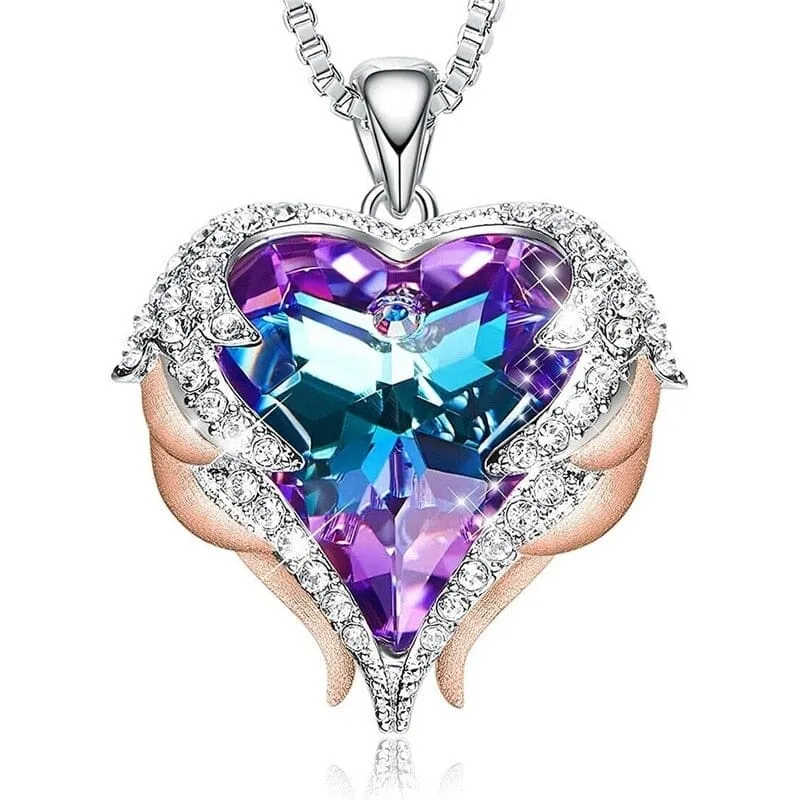 Angel Wings Heart Swarovski Crystal Pendant