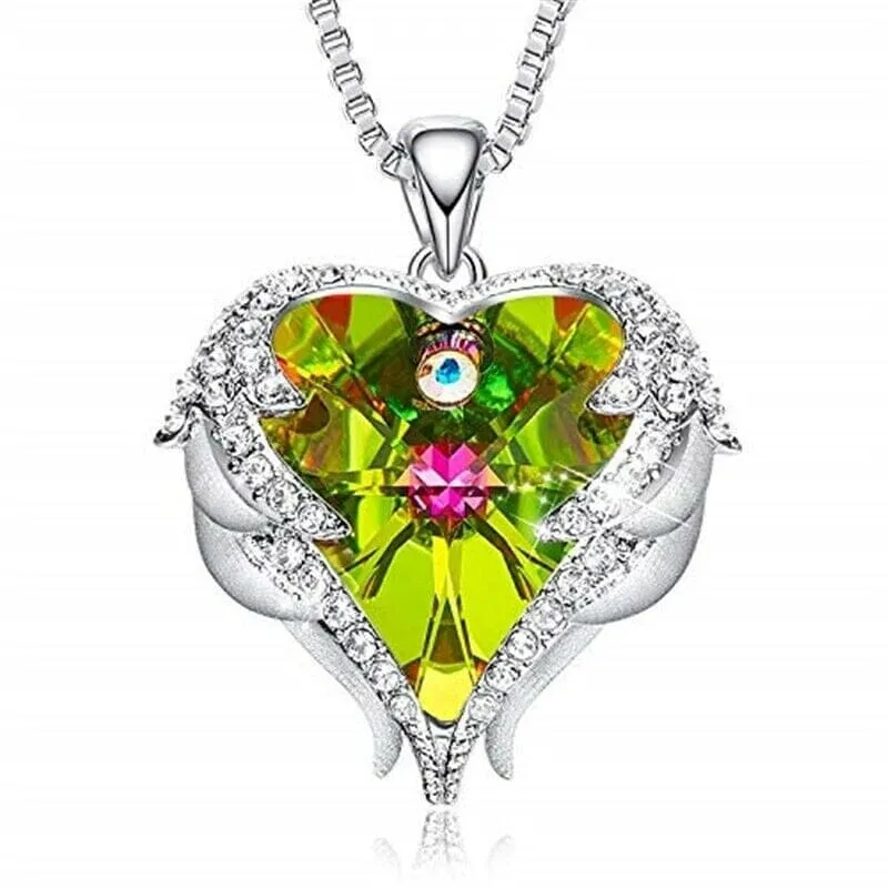 Angel Wings Heart Swarovski Crystal Pendant