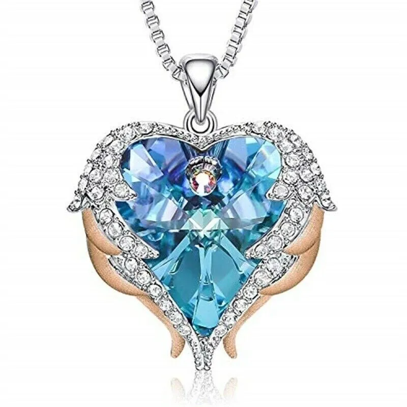 Angel Wings Heart Swarovski Crystal Pendant