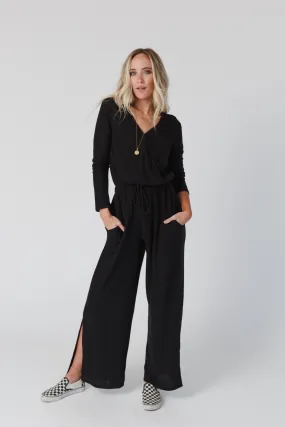 As It Was Cross Front Jumpsuit - Black