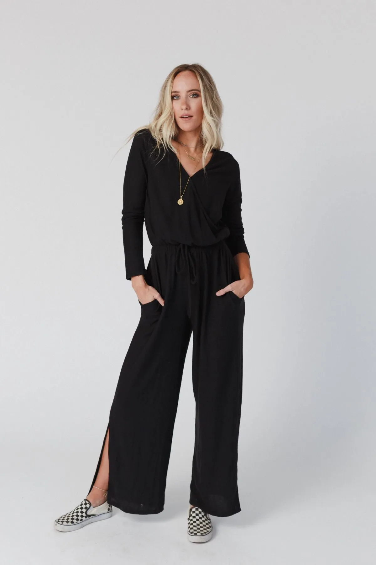 As It Was Cross Front Jumpsuit - Black