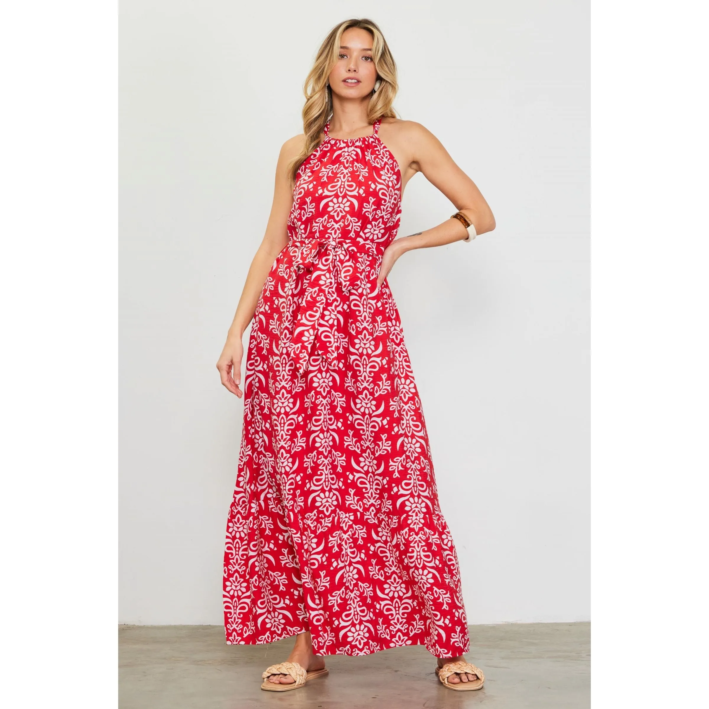 Ayanna Printed Halter Neck Maxi Dress