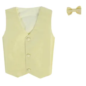 Baby Boys Yellow Poly Silk Vest Bowtie Special Occasion Set 3-24M