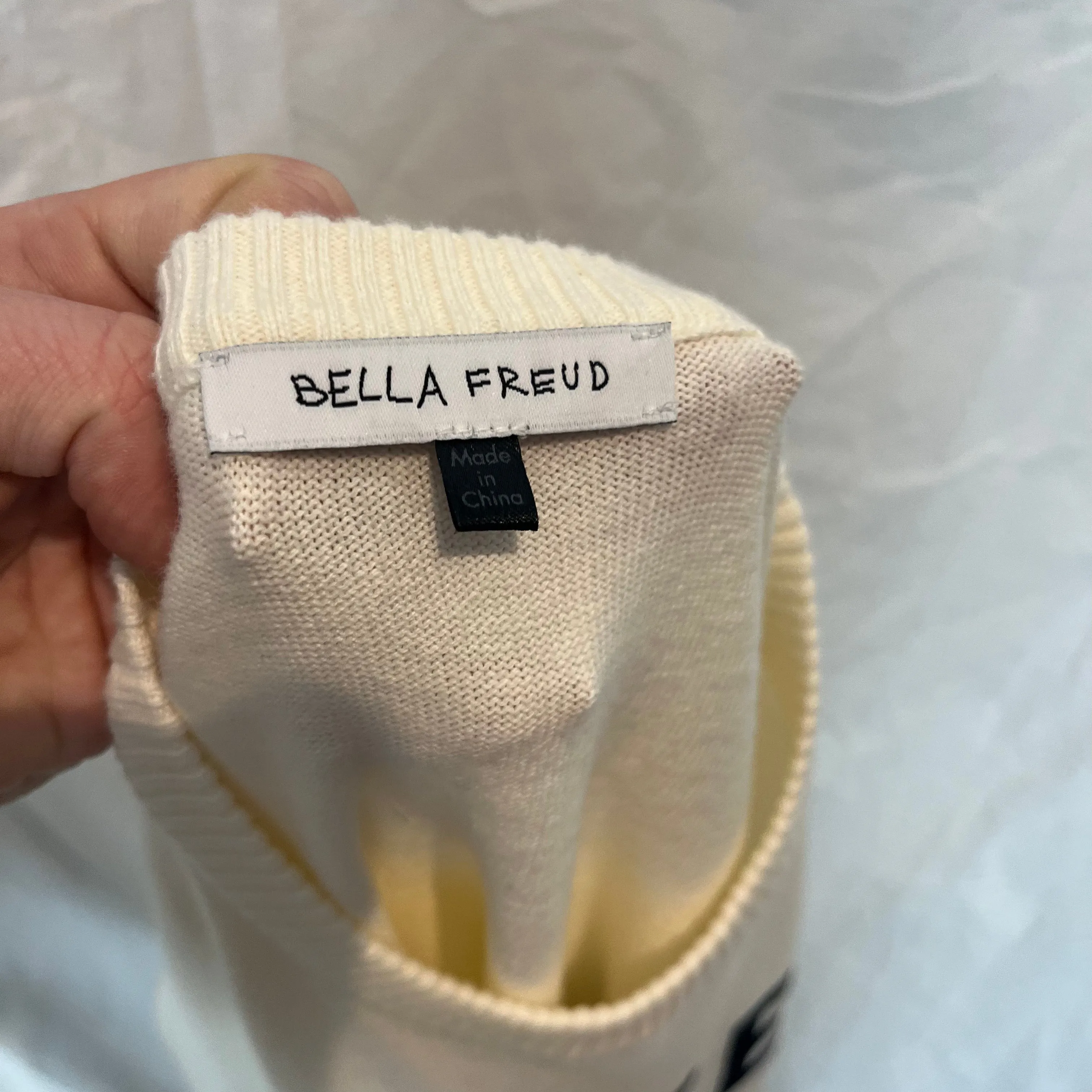 Bella Freud Brand New 295 Cream LIFE Cotton & Cashmere Sweater XS