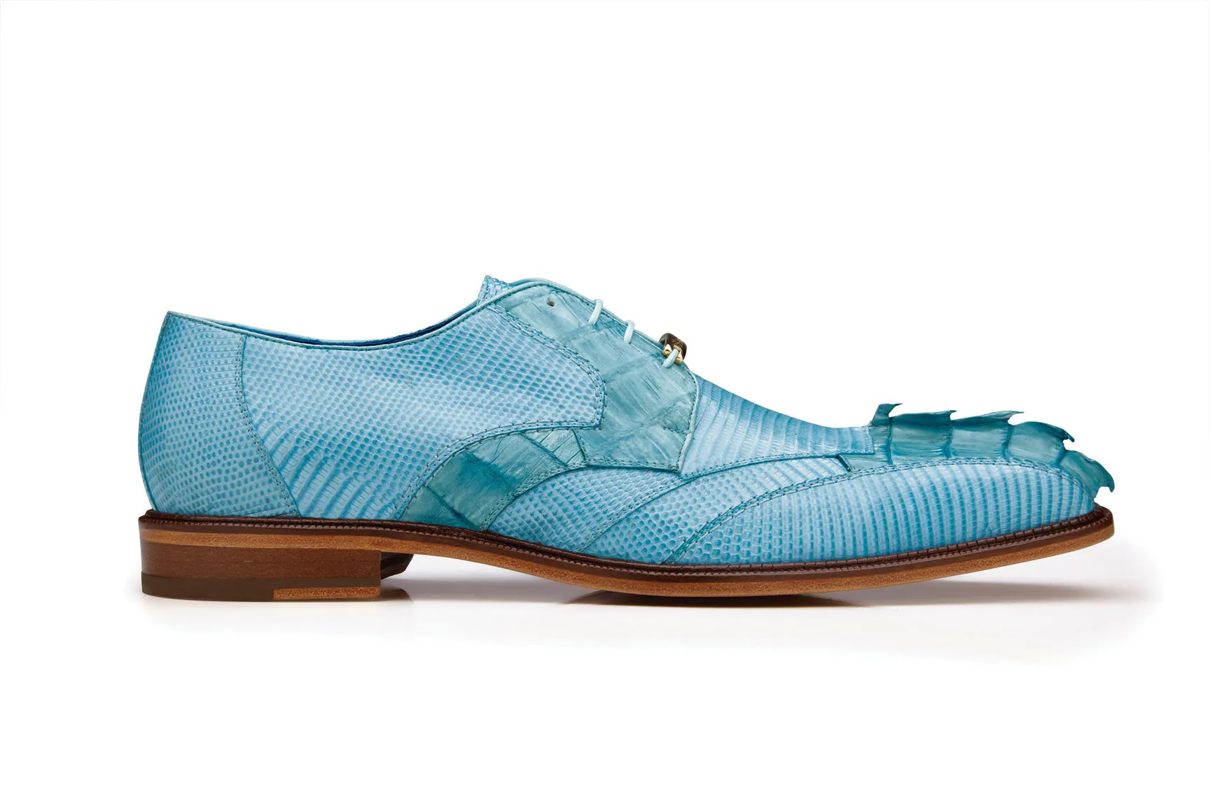 Belvedere - Valter, Genuine Caiman Crocodile and Lizard Dress Shoe - Summer Blue - 1480