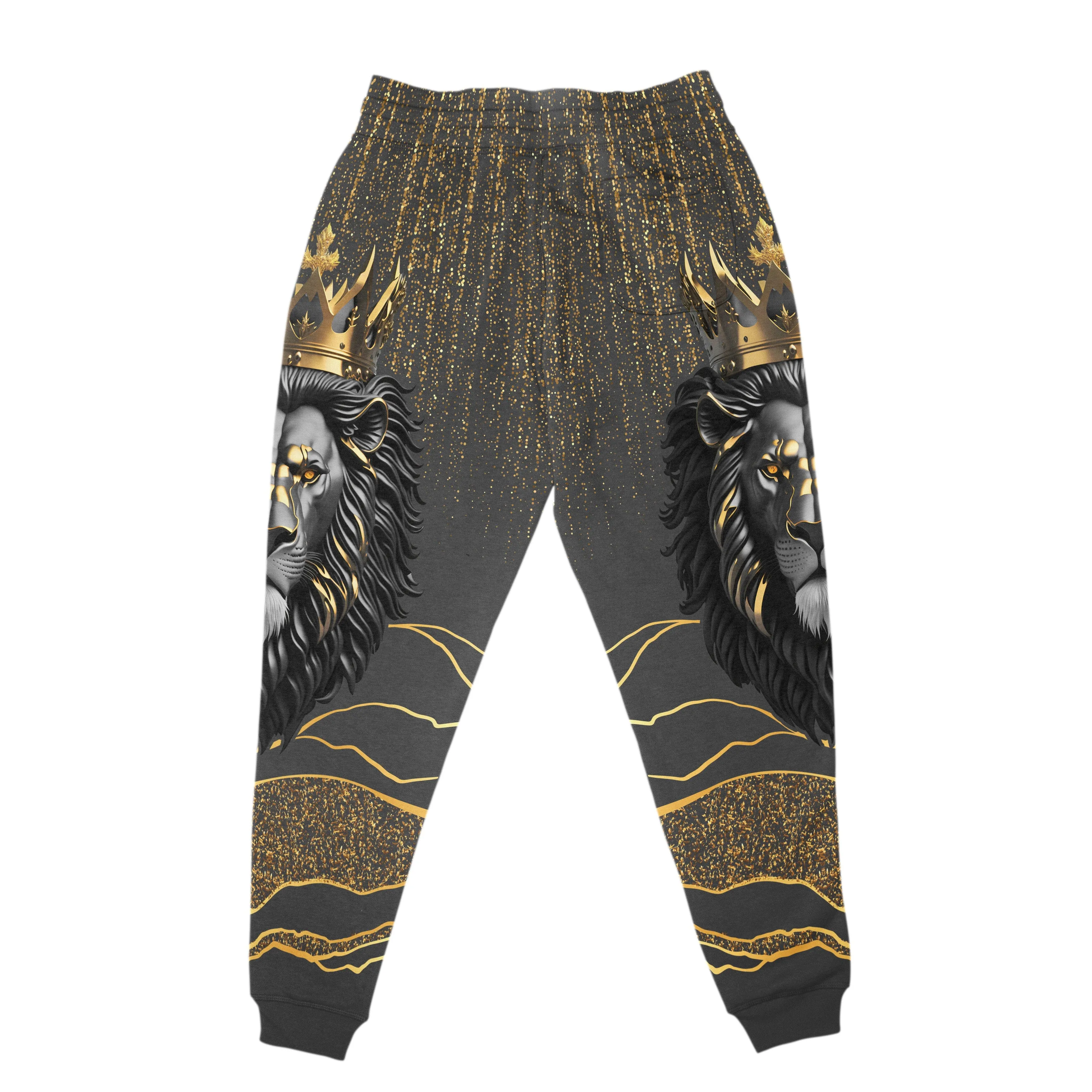 Black and Gold Lion All-over Hoodie And Joggers Set