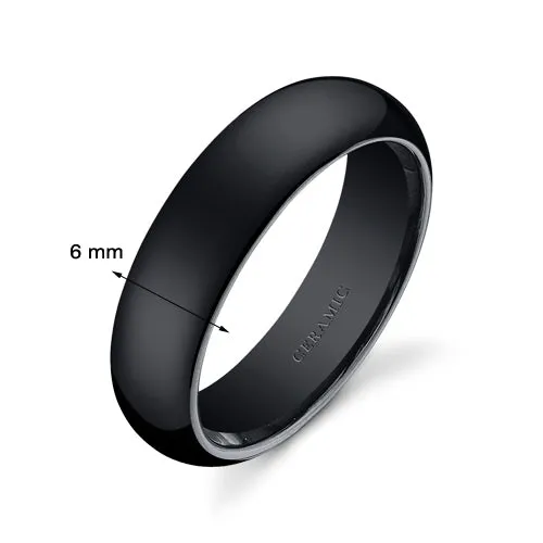 Black Ceramic unisex Band 6mm Size 8.5