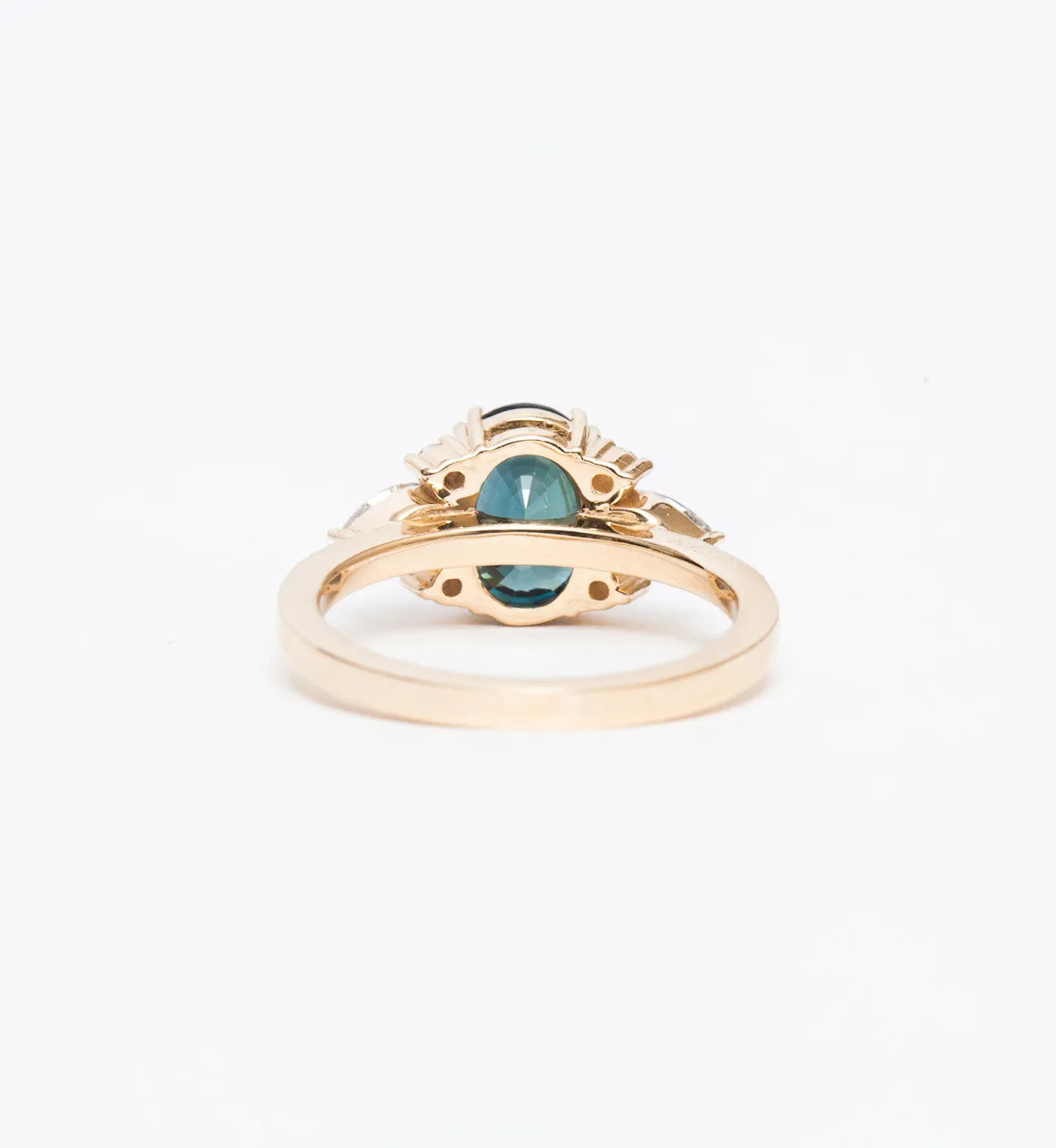 Blue-Green Oval Sapphire Rosalind Ring