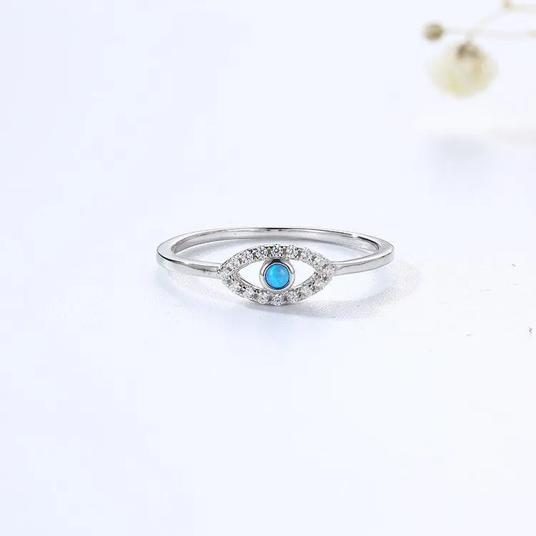 Blue Opal Evil Eye Ring