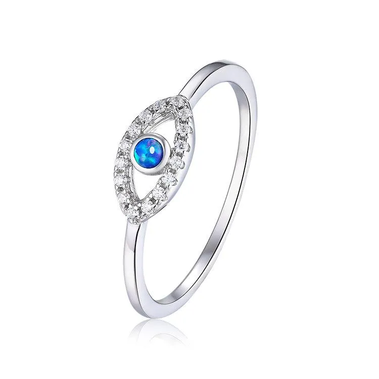 Blue Opal Evil Eye Ring