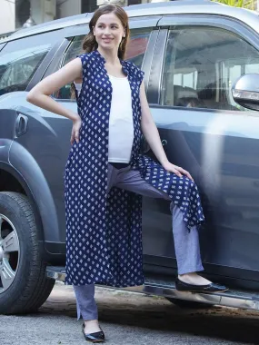 Blue Polka Long Maternity Shrug