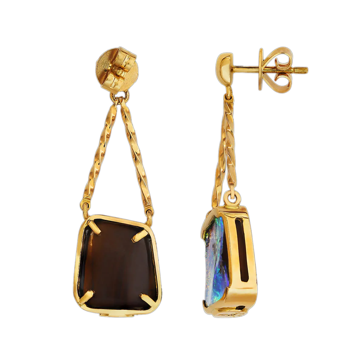 Boulder Opal & 18K Gold Earrings