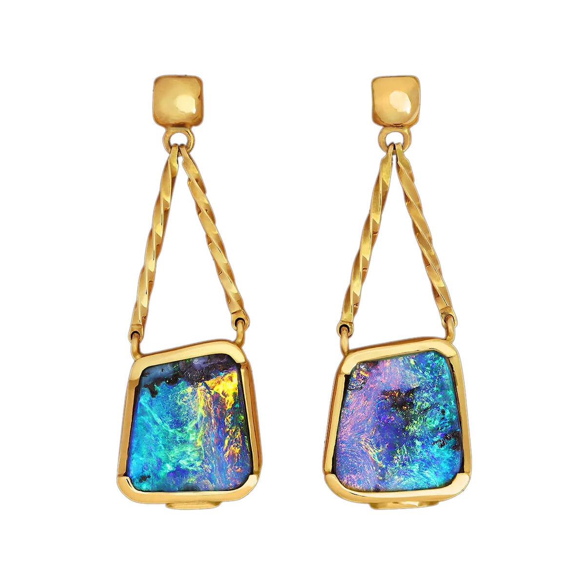 Boulder Opal & 18K Gold Earrings