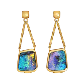 Boulder Opal & 18K Gold Earrings