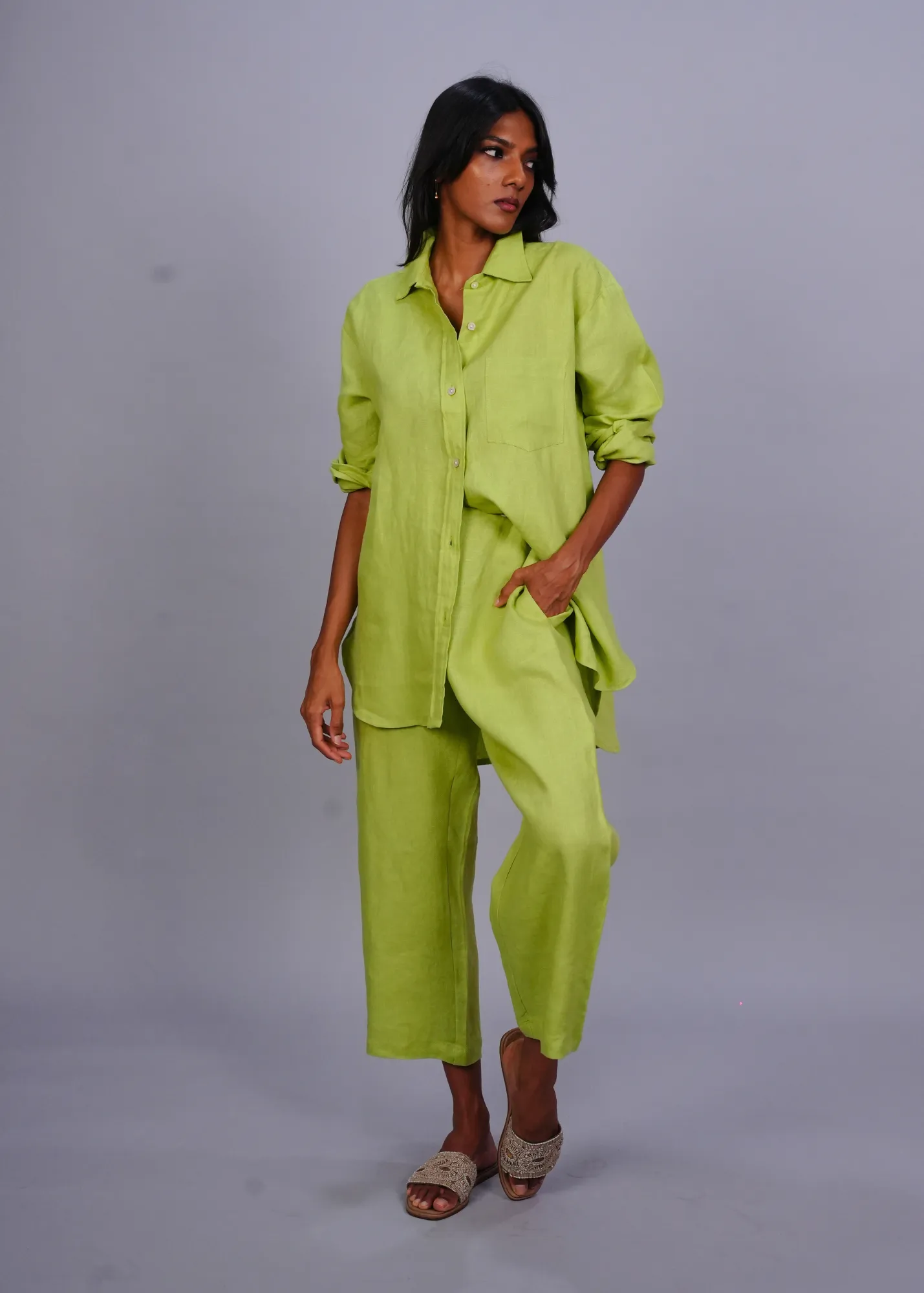 Boyfriend Shirt - Cucumber Linen