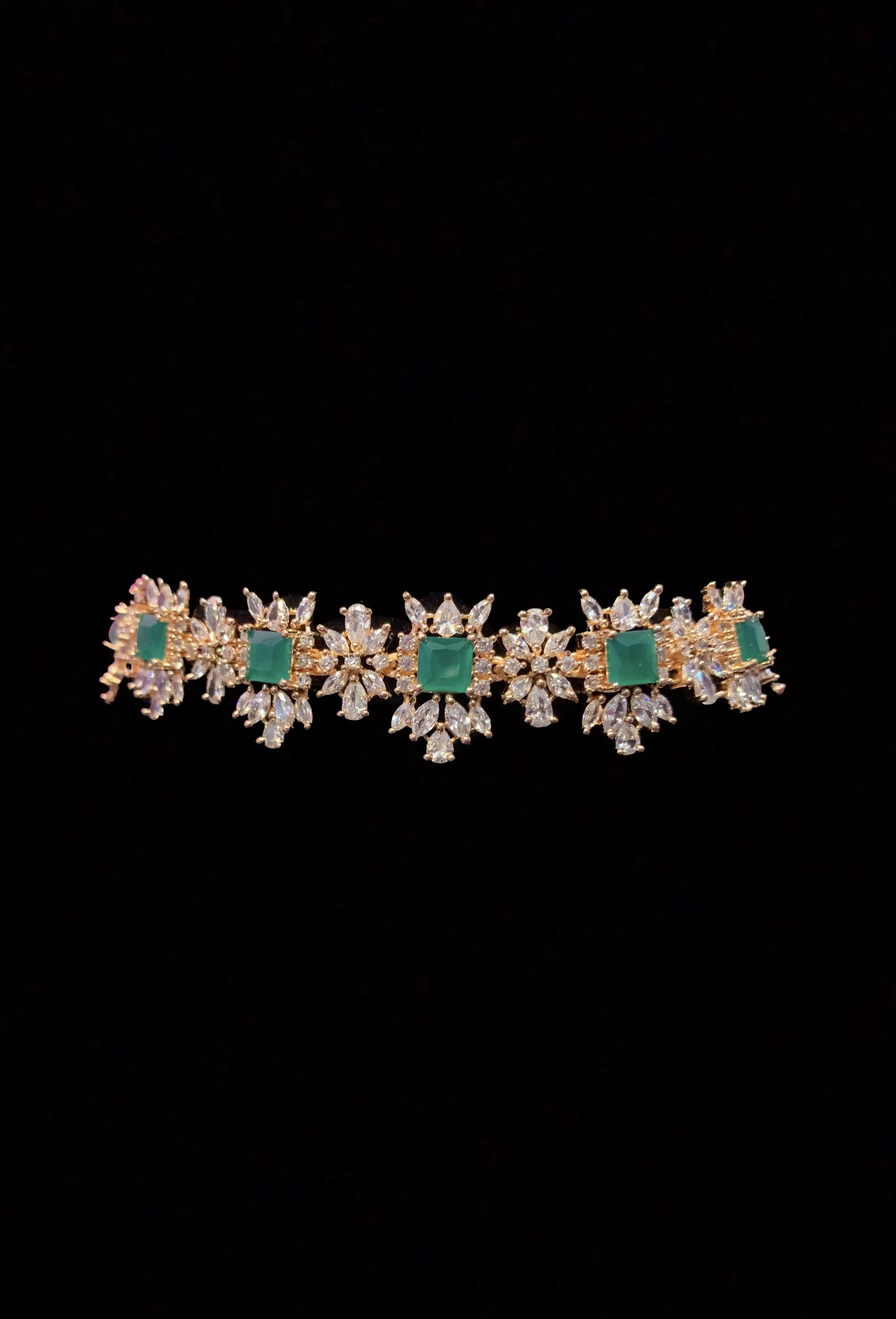 BR30 Sarah  gold plated cz set in green  ( READY TO SHIP )