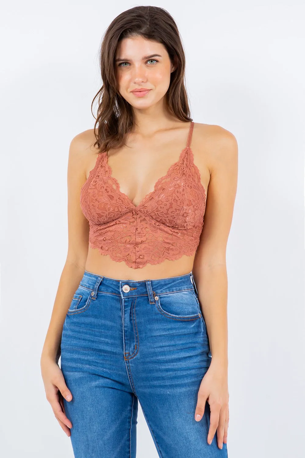 Bralette - Laced Crossed Straps - Brown