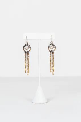 Brass Zicron   Rhineston Fringe Earrings