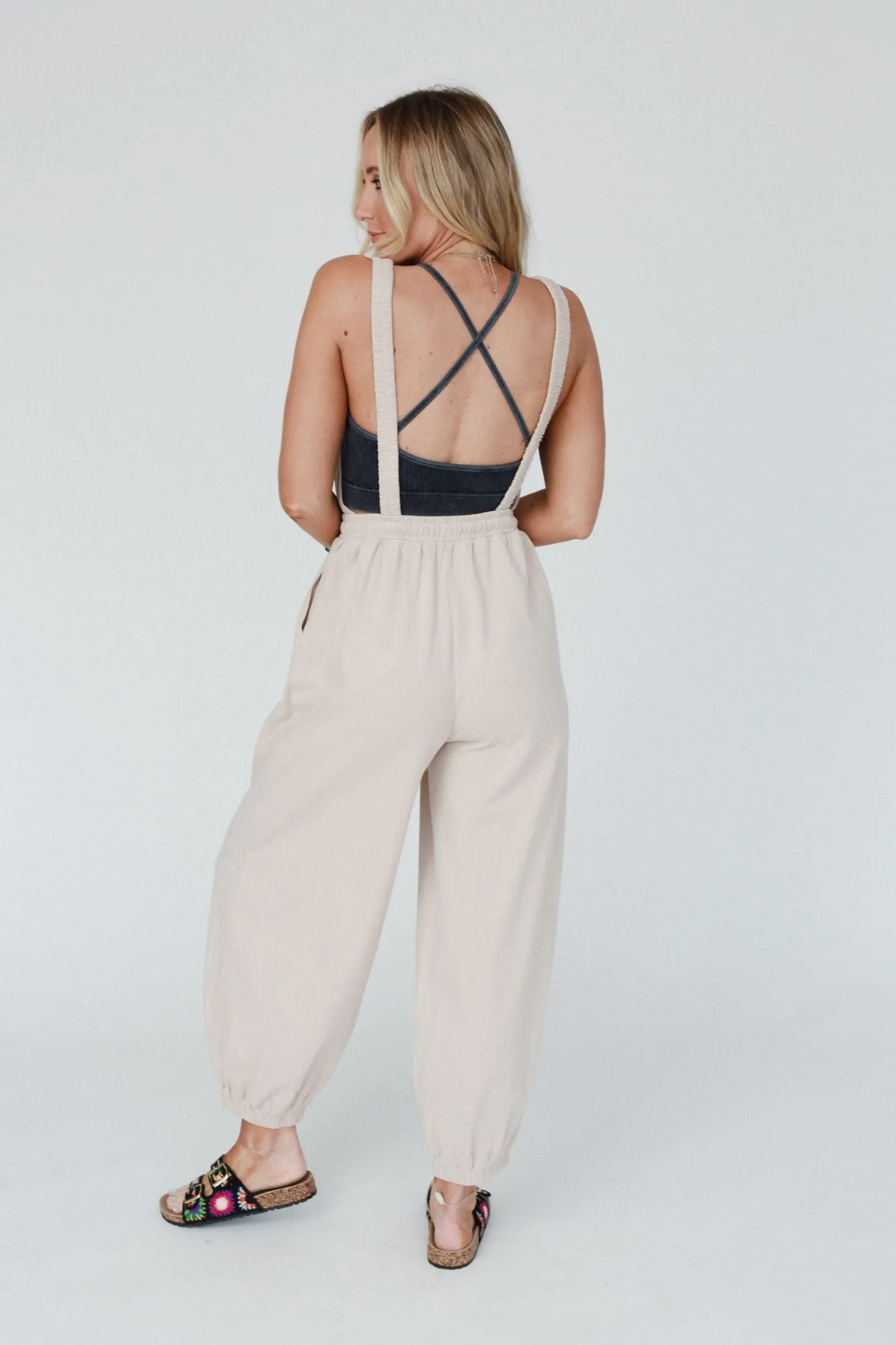 Breezy Back Knit Jumpsuit - Oatmeal