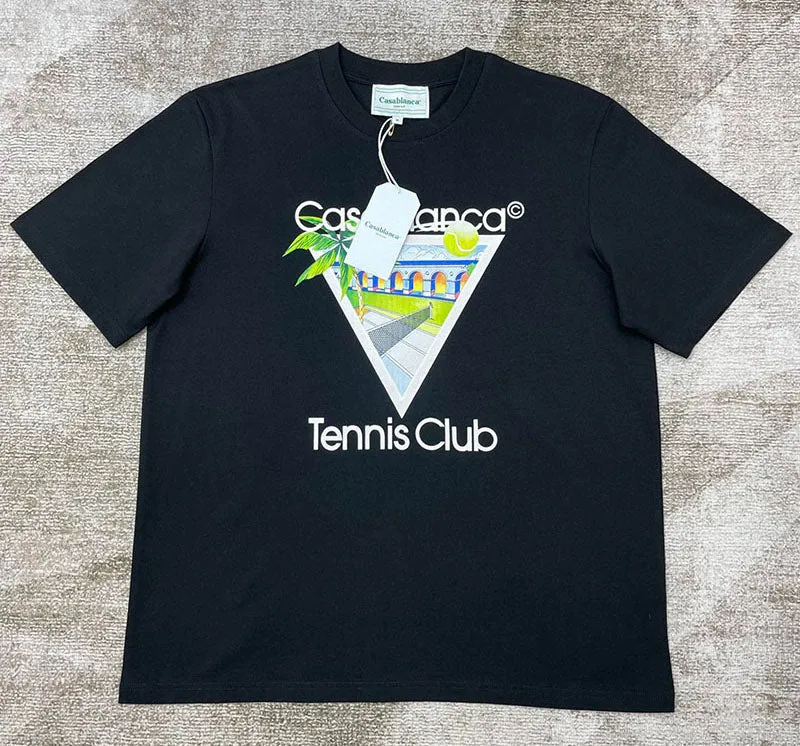 CASABLANCA Tennis Club Icon Screen Printed T-shirt Black