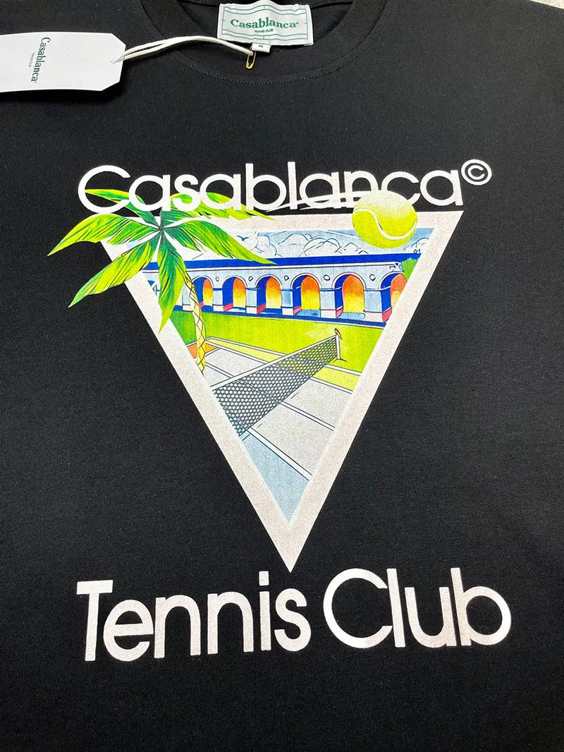 CASABLANCA Tennis Club Icon Screen Printed T-shirt Black