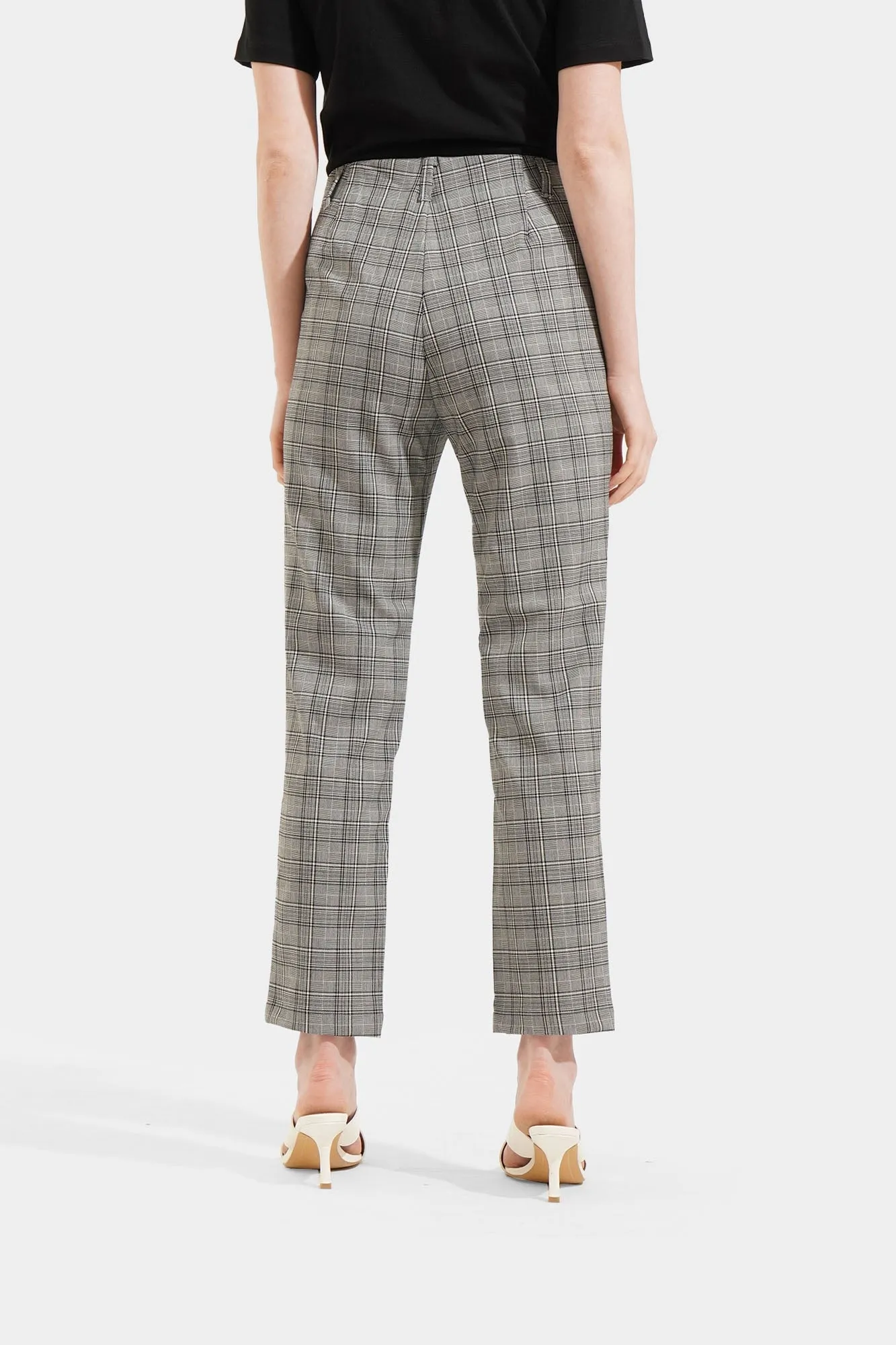 Checkered Straight Leg Trousers