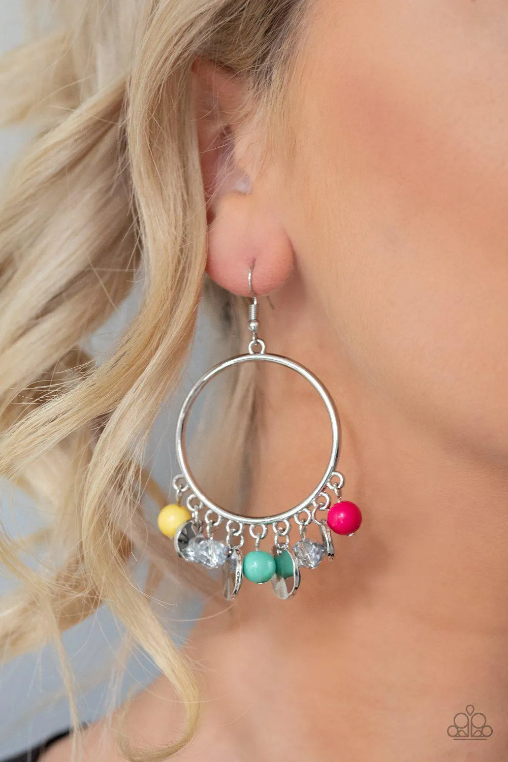 Chroma Chimes Multi-color Bead and Silver Earrings - Paparazzi Accessories